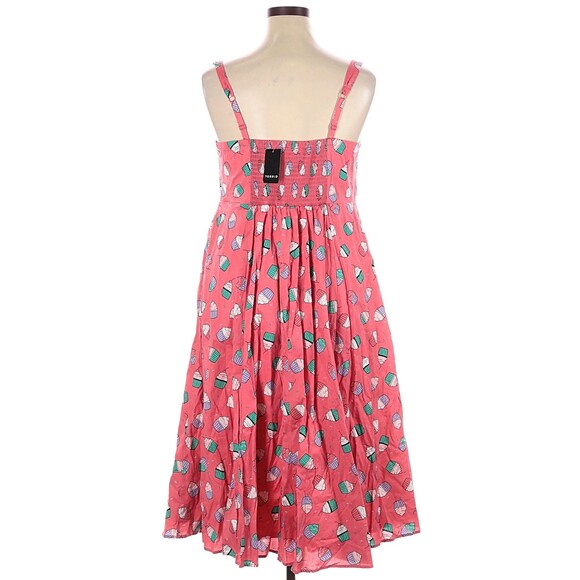 Torrid Cupcake Midi Poplin Dress 1X 14 16 Fit Flare Pink Sweetheart Pockets NWT - Picture 6 of 10